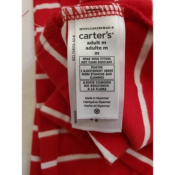 NWT Adult Carters Christmas Pajamas Pjs 2 pc White Red Medium Loungewear - Picture 7 of 11